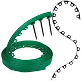 GARDENIX Flexibele gazonrand, kunststof, groen, 10 m, 20 grondankers, 4 cm hoog