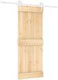 vidaXL Schuifdeur 80 x 210 cm Massief Pine Hout (Onbehandeld)