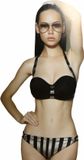 Milenka Zwart-zilveren gestreepte bikinitop 75D