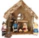 Merkloos / Sans marque Koopman International Complete kinder kerststal met 7x kerststal beelden - 30 x 18 x 26 cm - hout/polyresin