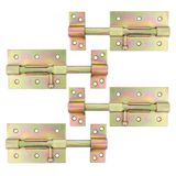 AMIG Schuifslot/Plaatgrendel - 4x - Staal - 10cm - Messing - Incl. Schroeven - Deur/Raam - Geschikt voor Hangslot (niet inbegrepen)