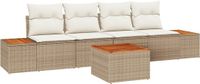 vidaXL Tuinbank Set met Kussen 5-delig Beige Poly Rattan
