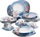 VEWEET 30-delig porseleinen servies, serie 'Hannah', combiservies voor 6 personen, blauw met bloemendecoratie