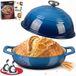 Overmont Geëmailleerde gietijzeren broodoven - 6QT Hollandse Oven voor zuurdesembrood bakken - met koepeldeksel katoenen pannenlappen & kookboek -Multifunctionele Broodpan Voor Bakken Frituren