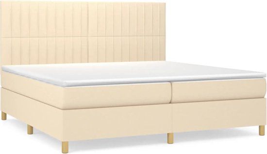 vidaXL Boxspring met matras stof crèmekleurig 200x200 cm