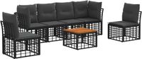 vidaXL - Zwart - Polyester - Stoel-bank loungeset - 6 zitplekken