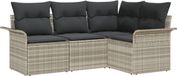 vidaXL Tuinbank Set 4 Zitplaatsen Lichtgrijs Polyrattan