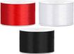 Ruban décoratif/ruban cadeau/ruban satiné - Lot de 3 pièces - blanc/rouge/noir - 38 mm x 25 mètres