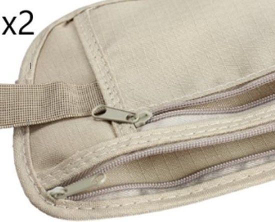 2 Money Belt + 3 RFID Pasjeshouders - Kaki Heuptas - Unisex
