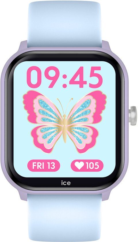 Ice-Watch ICE smart junior 3.0 Purple Soft blue 1.75 AMOLED - Rechthoekig paars aangesloten meisjeshorloge met siliconen horlogeband - 024298 (1.75 inch)