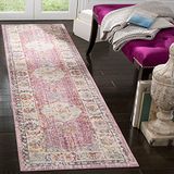 Safavieh Florian Area tapijt, geweven zachte viscose loper tapijt in roze/crème, 62 X 240 cm