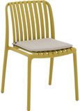 Goossens Tuinstoel Lygeke - Kunststof - geel - 54 x 80 x 57 cm - Tuinstoel zonder armleuning - inclusief kussen - Stapelbaar