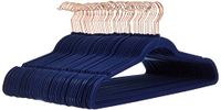 Amazon Basics Slanke, fluwelen, antislip kledinghangers voor pakken, 50 stuks, marineblauw/roségoud