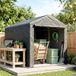 Abri de jardin garage à tente porte large cadre métallique inoxydable 160x218x172 cm gris foncé