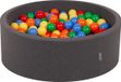 KiddyMoon Ballenbak voor kinderen Rond 90x30cm - 200 kleurrijke ballen ∅7cm - Speelgoed baby schuim - Baby ballenbad foam - Kunststof ballen - Ballenbak ballen - Voor sensorische - Met schuimvulling - Donkergrijs: Geel Groen Blauw Rood Oranje