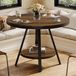 Tribesigns Petite table à manger pour 2-4 personnes, table de cuisine industrielle à deux niveaux avec un cadre en métal robuste, diamètre 90 cm
