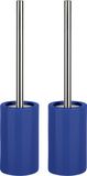 Spirella Luxe Toiletborstel in houder Sienna - blauw glans - porselein - 42 x 10 cm