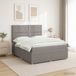 vidaXL Boxspringbed met matras met hoofdeinde Taupe 140 x 200 cm Stof