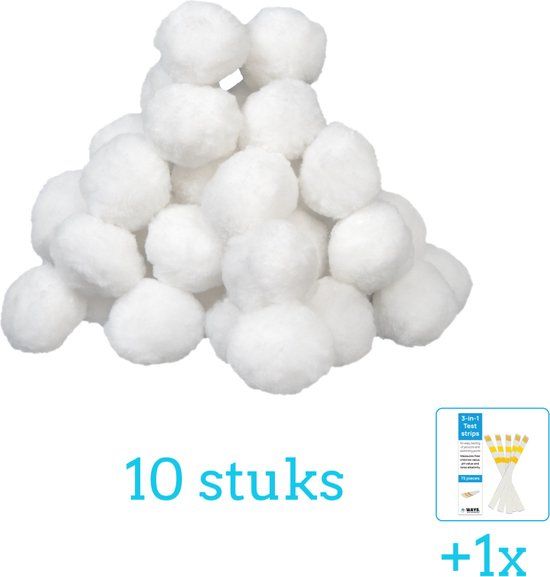 Comfortpool Filterbollen 500g - 10 stuks - Voordeelverpakking - Inclusief WAYS Teststrips - Geschikt voor Intex en Bestway Zandfilterpomp