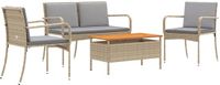 vidaXL Tuinset Beige poly rattan