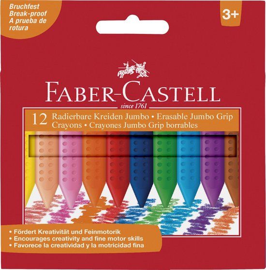 Faber-Castell GRIP Jumbo waskrijt - 12 stuks - Multicolor