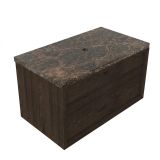 Saniclass Holz Frame Badkamermeubelset - 80x45x43cm - Noche natuurstenen topblad dark emperador - zonder kraangat - 1 lade - mat eiken charcoal (hout) SW1420767/SW1242384