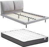 Vente-unique Bedframe fluweel grijs 140 x 190 cm