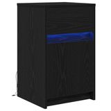 vidaXL LED Bedlampkast Zwart eiken 38 x 34 x 61 cm