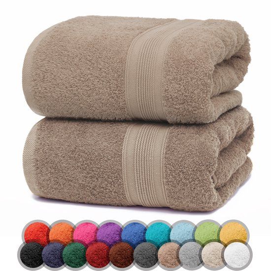 NatureMark Badhanddoeken van badstof, 2-pack, 70x140cm, 100% katoen, zand