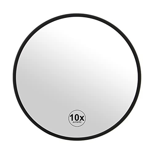 DRW Ronde spiegel met 10x vergroting - Zwart - 15 cm