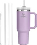 MasterClass Shenzhen Xinyuan Electronic Co., Ltd. Thermosbeker 1100ml RVS met Rietjes - Paars