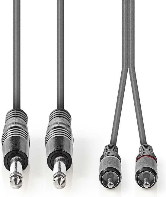 Nedis Stereo Audio Kabel - 6.35mm naar RCA - 5m - Grijs