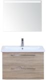 BES LED Como Badmeubelset 80 cm - Grijs Eiken - Keramische Wastafel Wit met Sence Spiegel