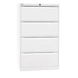 BISLEY hangmappenkast, dubbelbaanig, DIN A4, 4 HR-schuifladen 62.2 x 80 x 132.1 cm 696 verkeerswit