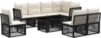 vidaXL Banc de jardin - Ensemble - 9 pièces - Noir - Polywood