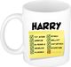 Bellatio Decorations Naam mok Harry - wit - top gozer - keramiek - 300 ml - cadeau collega beker
