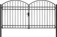 vidaXL Dubbele Tuinpoort met Gebogen Bovenkant - 300x175 cm - Staal - Zwart