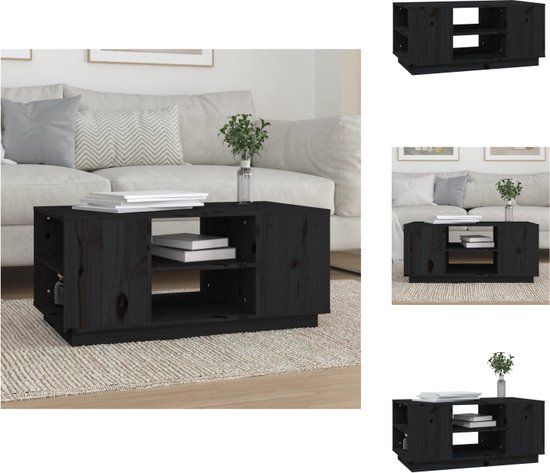 vidaXL Salontafel 90x49x40,5 cm massief grenenhout zwart