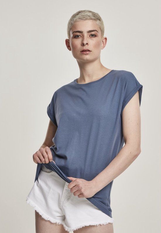Urban Classics Ladies Extended Shoulder Tee T-shirt Blauw XS