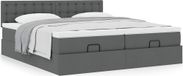 Prolenta Maison Exclusive - Ottoman bedframe met matras, donkergrijs, 160x200 cm, textiel