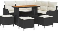 vidaXL Tuinset met tuinbank, 9 stuks, zwart, polyrotan