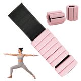 Relaxdays Gewichtsmanschetten, set van 2, 1 kg, pour pied et poignet, silicone, poids d'entraînement pour yoga, pilates et jogging, rose