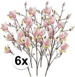 6x Roze kunst Magnolia tak 105 cm Kunstbloemen