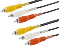 1aTTack.de 1x 5m - RCA-videokabel 3 RCA-stekkers naar 3 RCA-stekkers 1x video 2x audio RCA-aansluitkabel Gegoten connectoren voor tv, dvd, AV-receiver