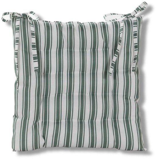 Annas collection Stoelkussen 38x38 cm Groen Streep