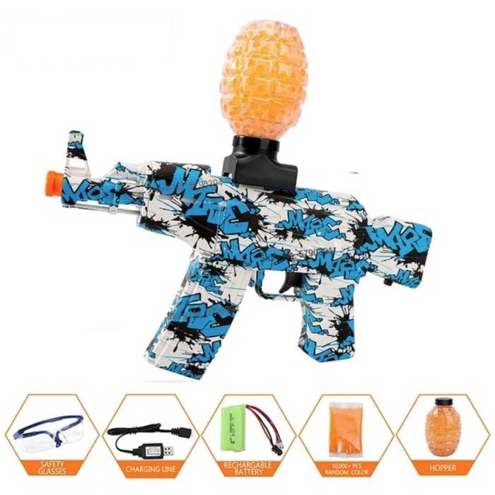 Csnoobs Elektrische Gel Blaster met 10 000 Balletjes - AK47 Model Water Speelgoed Pistool Geweer Blauw