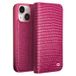 Qialino Étui Portefeuille iPhone 15 Plus en Cuir - Crocodile - Rose Vif