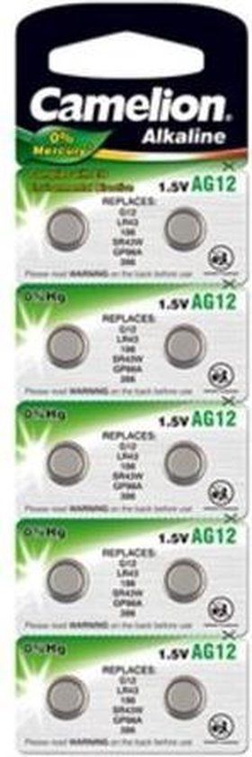Camelion AG12 Alkaline Button Cell Batteries - 10 Pack