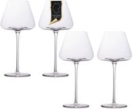Intirilife 4x Wijnglas met modern design - 600 ml Inhoud - Witte wijn Rode wijn glas, kelk, vaatwasmachinebestendig, kristalglas, schokbestendig