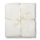 MakeMake Organics Biologisch katoenen plaid GOTS-gecertificeerde biologisch gebreide deken bank bed neutrale herfstkleuren zachte katoenen deken groot (50 x 60, ivoor)